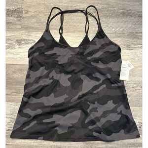 Women's Old Navy Grey Camo Tank Top Active Wear Powersoft XL Built In Bra Nwt